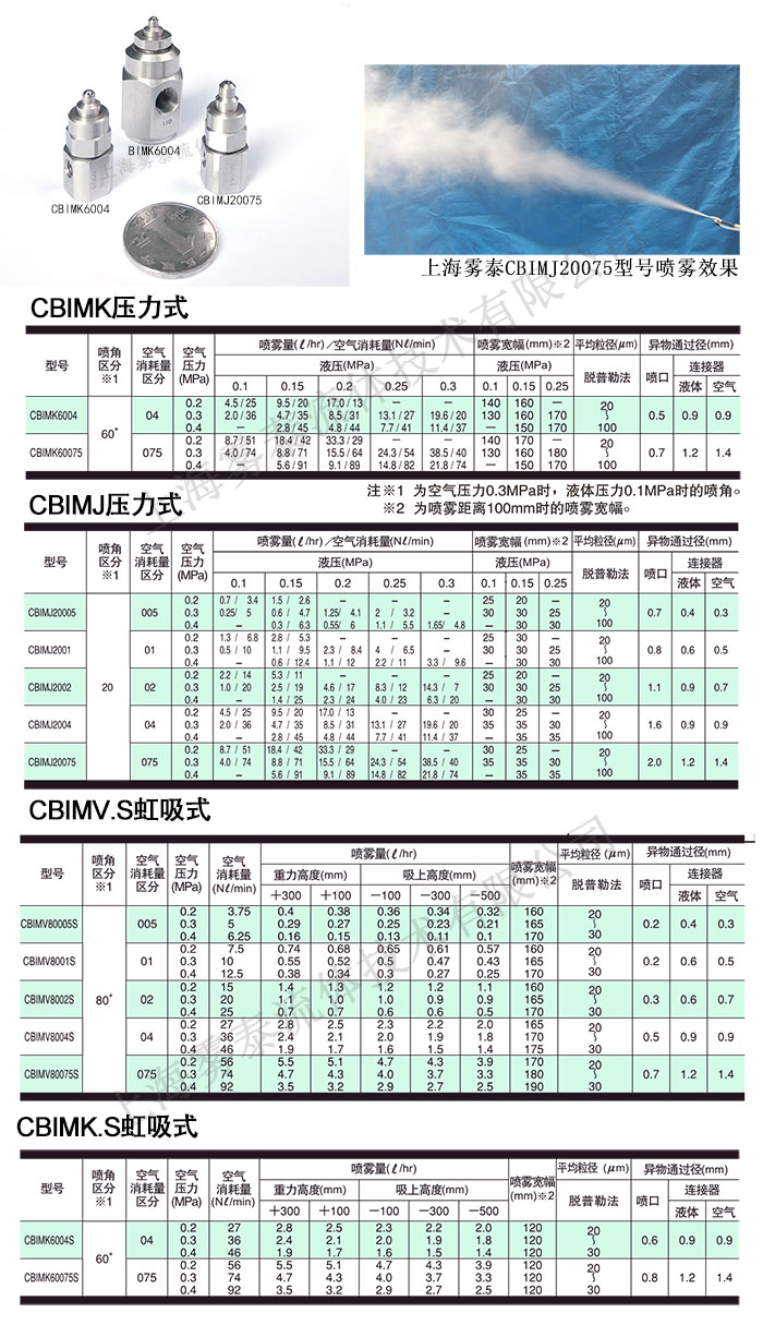 CBIMK、CBIMV噴嘴參數(shù)表